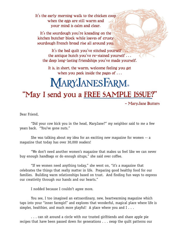 mary janes farm letter